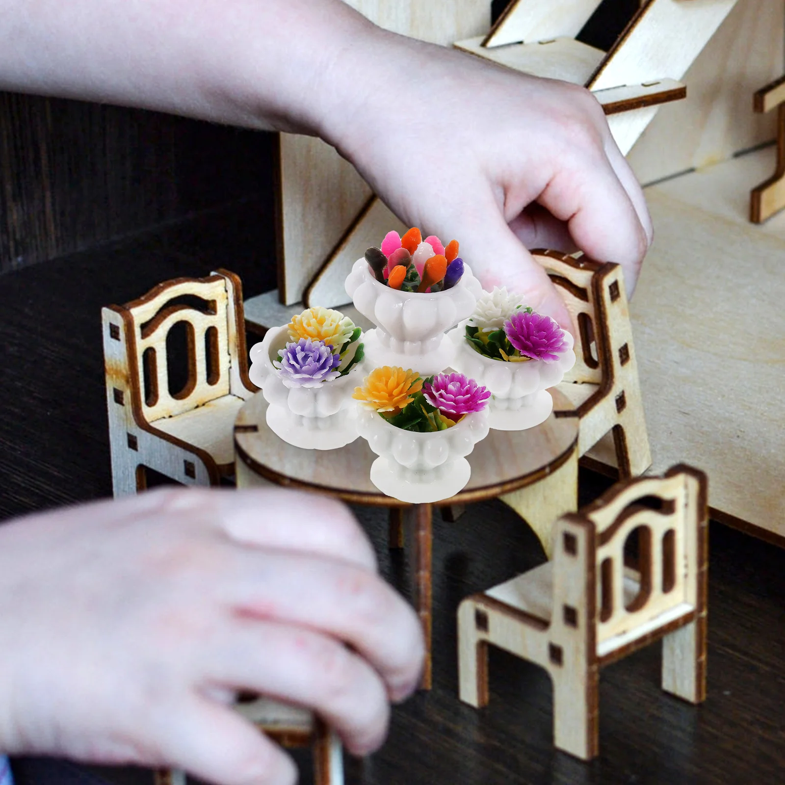 4 шт. растения в горшках миниатюрные украшения крошечная модель бонсай кукольный