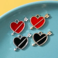 10pcslot 1521mm enamel arrow heart charms diy for necklaces pendants earrings love charms jewelry making accessories