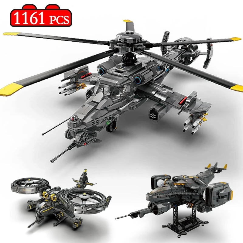 

1161pcs City WW2 Military Space Fighter Helicopter Building Blocks Technical Armed Universe Airplane Bricks Toys for Kids Gifts