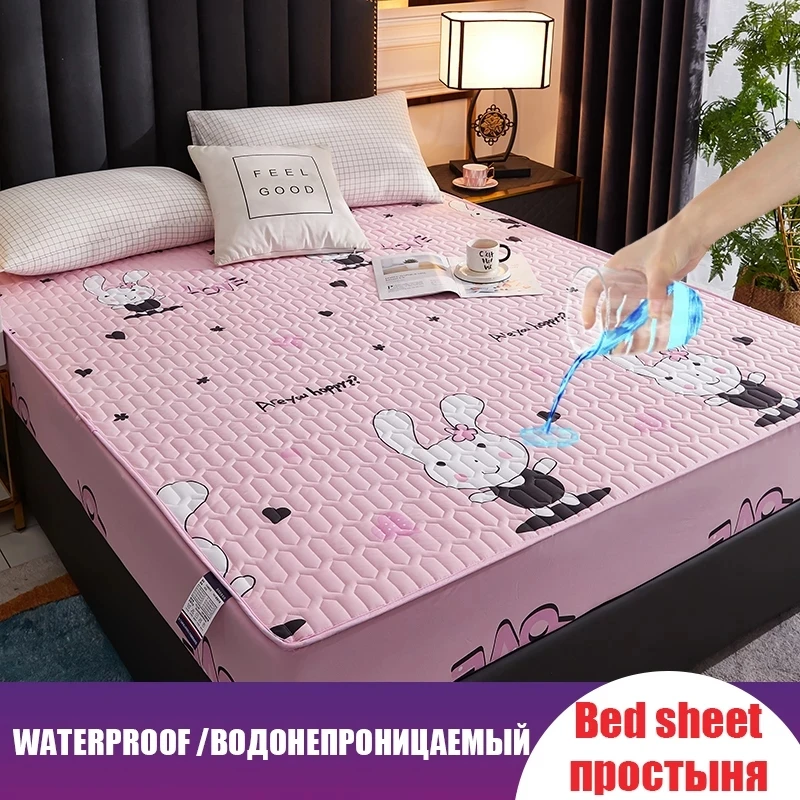 

100% Waterproof sheets for bed kids,Mattress Pad Protector Cover,Thicken Solid Color sheets for bed (Need Order Pillowcases)