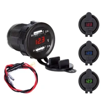 dual usb charger socket 12v waterproof motorcycle charger 5v 2 1a adapter led display with dust cover power socket