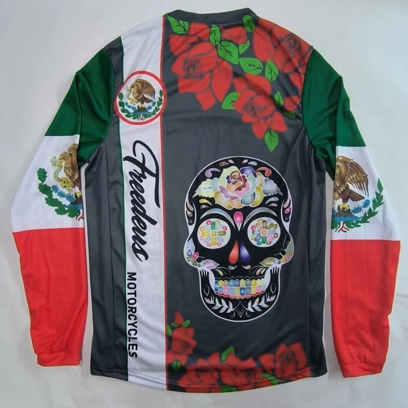 

2023 Skull Mexico New Motorcycle Jersey Bicycle Bike Downhill MTB Clothes Ciclismo Cycling Men Long Sleeve Motocross Bmx T-Shirt