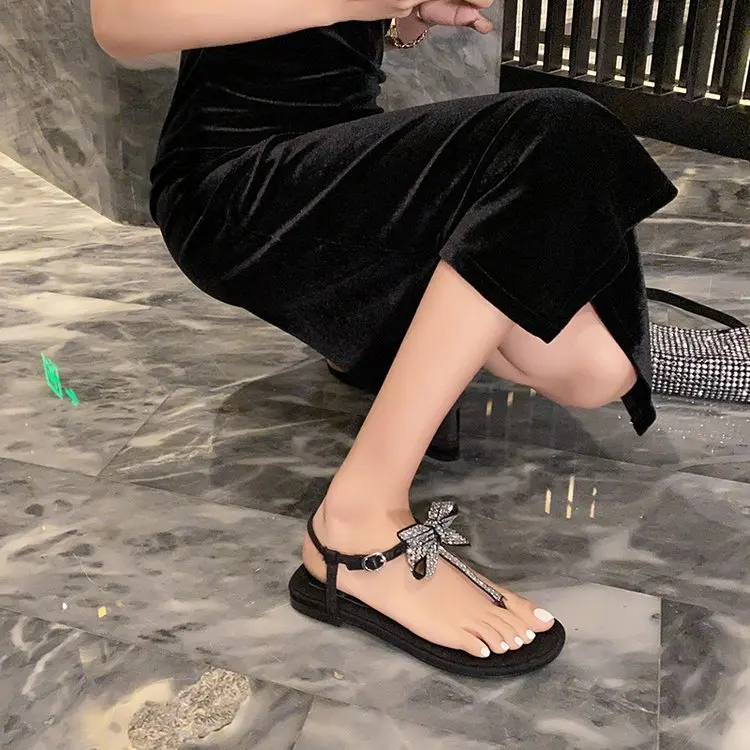 

New Casual Comfortable Buckle Back Strap Bottom Heel Hot Sale Flip-Flops Women Sandals Bow Decoration Solid Color Women Sandals