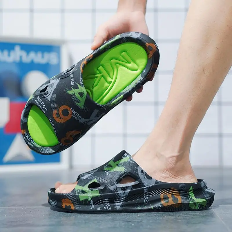 

Симпатичные домашние Тапочки для ванной комнаты и пляжа, летние мужские Тапочки