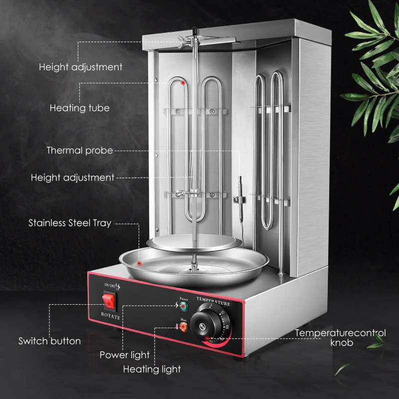 electric vertical broiler gyro grill machine 2 burner kebab machine with temperature adjustment switch steel bbq grills free global shipping