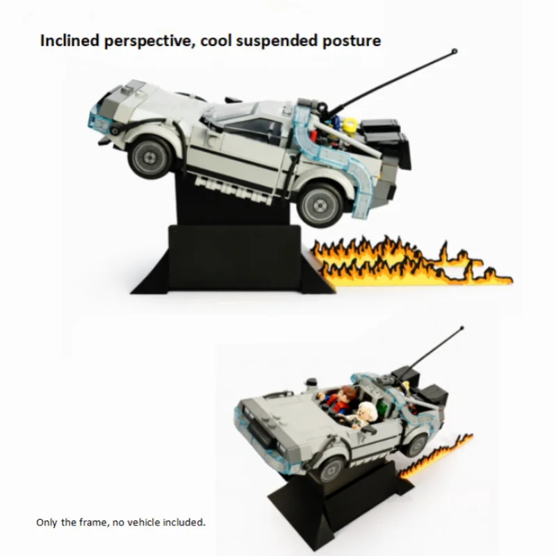 Фото Подставка для демонстрации машины времени DeLorean из фильма «Назад в будущее» с эффектом пламени — совместима с конструктором Lego 77256. №2