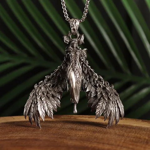 Винтажное готическое массивное ожерелье с подвеской в виде крыльев Святого ангела для мужчин и женщин, ювелирное изделие в стиле панк, амулет, аксессуар, подарок на день рождения