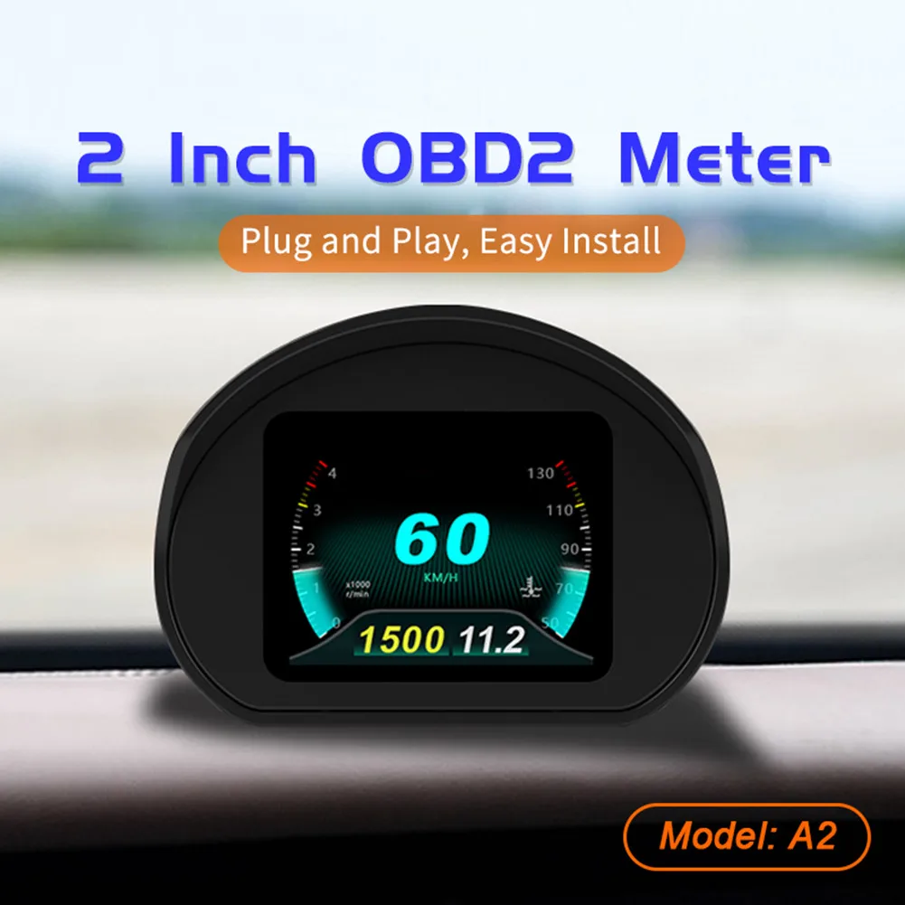 

A2 Car HUD Display KM/H MPH Overspeed Alarm Multifunction Driving LCD Stopwatch Car Accessories Trip Computer LCD Computer