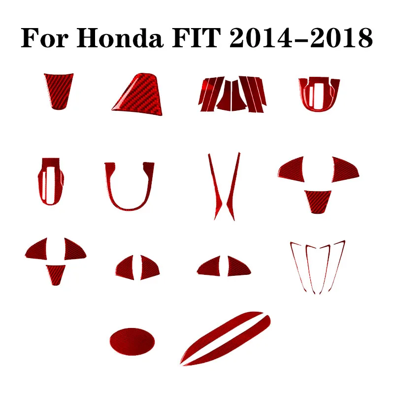 

For Honda FIT Jazz 2014-2018 Carbon Fiber Red Strips Stickers Cover Trim Car Interior Decorative Mouldings Accessories