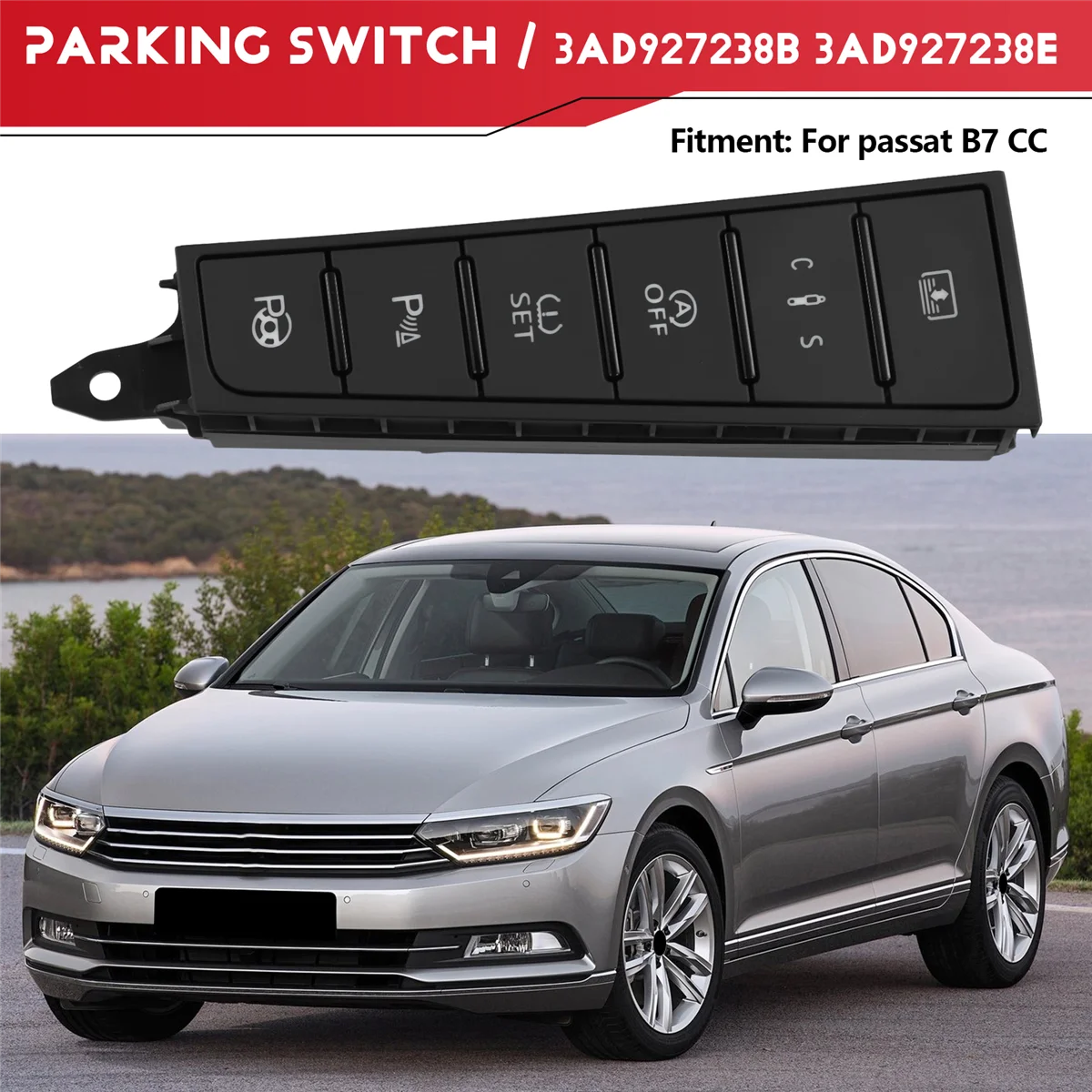 Фото Для Volkswagen VW Passat B7 CC переключатель штор PLA PDC DCC OFF SET комбинированная кнопка переключения 3AD 927238 B 3AD 927238 E №5