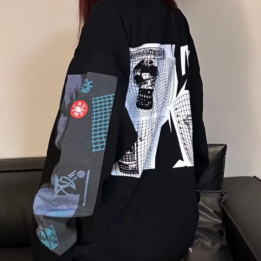 

2023 летние новые Топы с абстрактным масляным рисунком, футболка с длинным рукавом CAV EMPT C.E для мужчин и женщин, свободная футболка с принтом