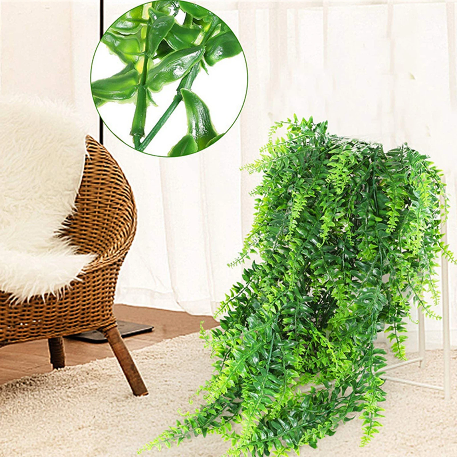 

Artificial Plant Vines Wall Hanging Rattan Leaves Branches Outdoor Garden Home Decoration Plastic Fake Silk Leaf Green Plant Ivy