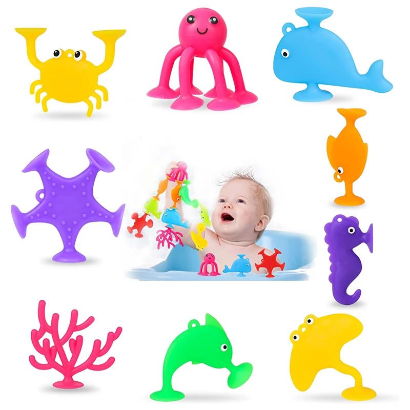 

Sucker Bath Toy Silicone Suction Cup Soft Building Blocks Pop Sucker Parent-child Interactive Game Funny Toys For Kids