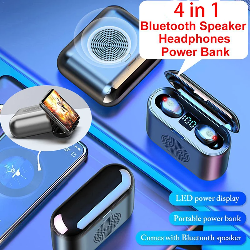 

2 In 1 Bluetooth Speaker and TWS Headphones Touch Digital Display Headset Portable Full Sound Subwoofer Speakers PK Soundbar
