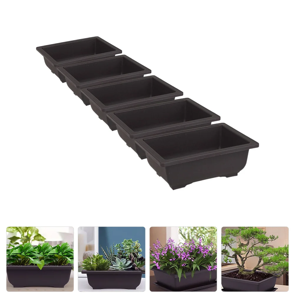 

5 Pcs Practical Bonsai Pot Household Flowerpot Pots Indoor Plants Planters Reusable Rectangular Office Ornament