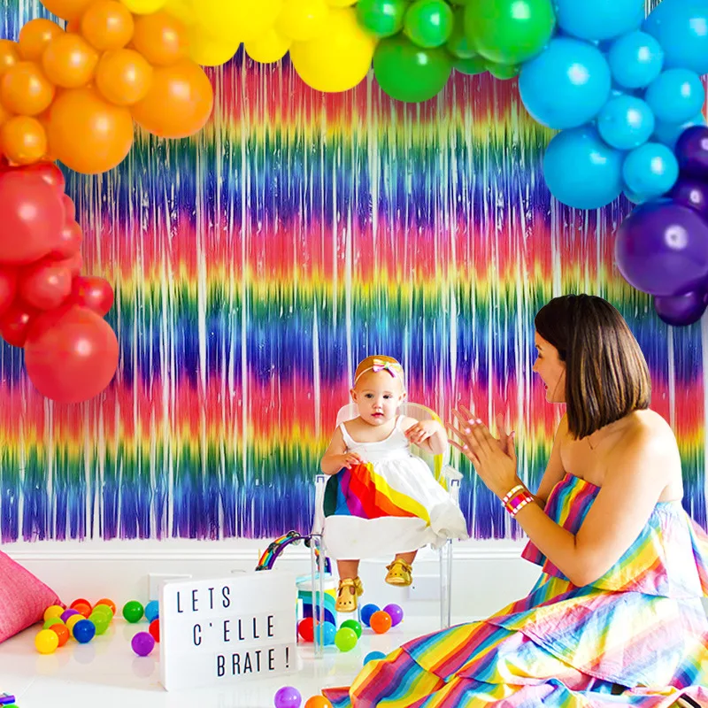 

1*2m Colorful Rain Curtain Balloon Set Rain Curtain Birthday Wedding Decoration Room Photo Background Wall Party Arrangement