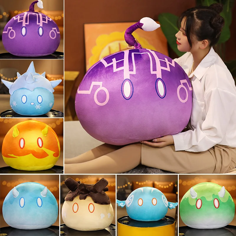 

35/45/65cm Genshin Impact Plush Slime Pillow Toys Genshin Impact Elemental Slime Plush Cushion Stuffed Soft Plushie Dolls