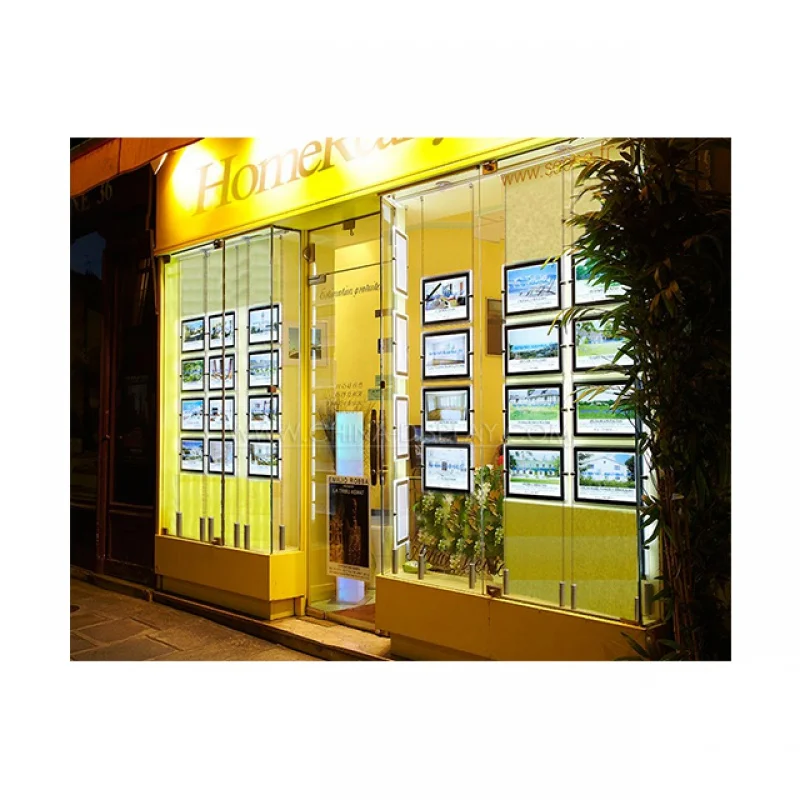 

Backlit Led Photo Frame Led Window Display Illuminated Acrylic Panel Crystal Light Box For Real Estate Agent