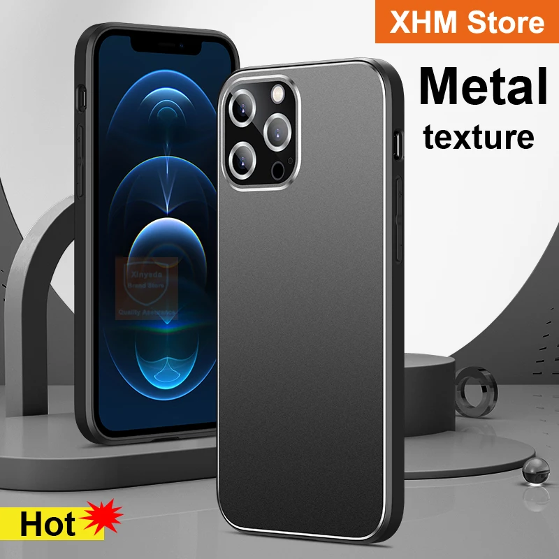 

Чехол для iPhone 14 13 Pro Max Plus, матовый металлический чехол для iPhone 14 Pro Max 13 12, задняя крышка, бампер, пленка для объектива