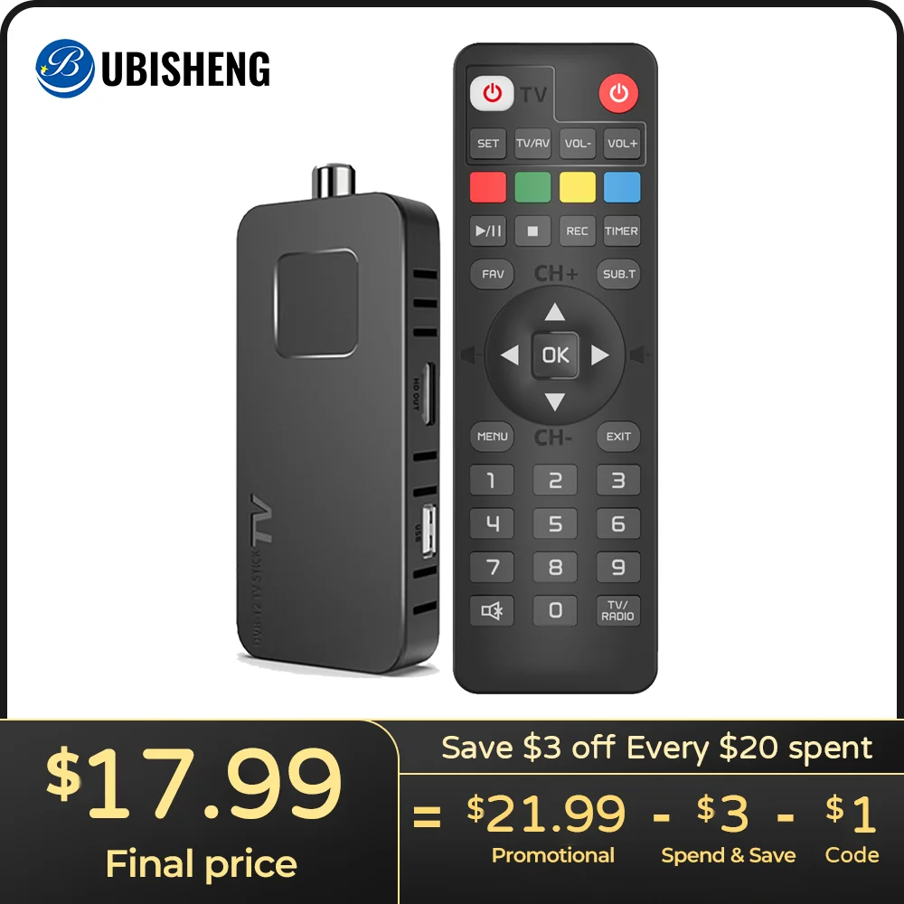 UBISHENG U8mini DVB-T2/C H.265 цифровой наземный декодер HDMI Mini TV Stick HEVC основной 10Bit DVB T2 тюнер HD
