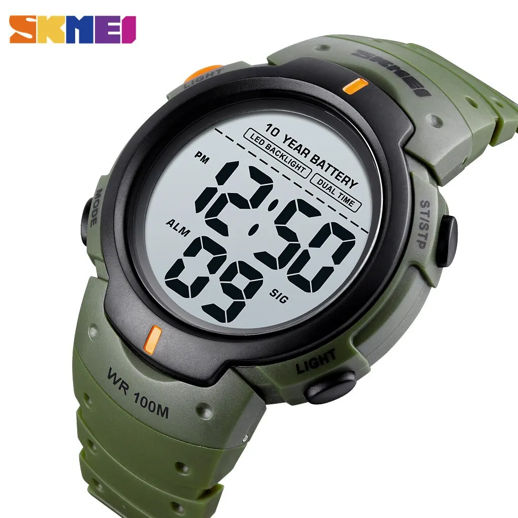 Top Waterproof Digital Sport Watches for Men: SKMEI LED Light Display Chrono, 10 Bar Water Resistance, 10-Year Battery Life, Alarm, and Date Clock Top Waterproof Digital Sport Watches for Men: SKMEI LED Light Display Chrono, 10 Bar Water Resistance, 10-Year Battery Life, Alarm, and Date Clock