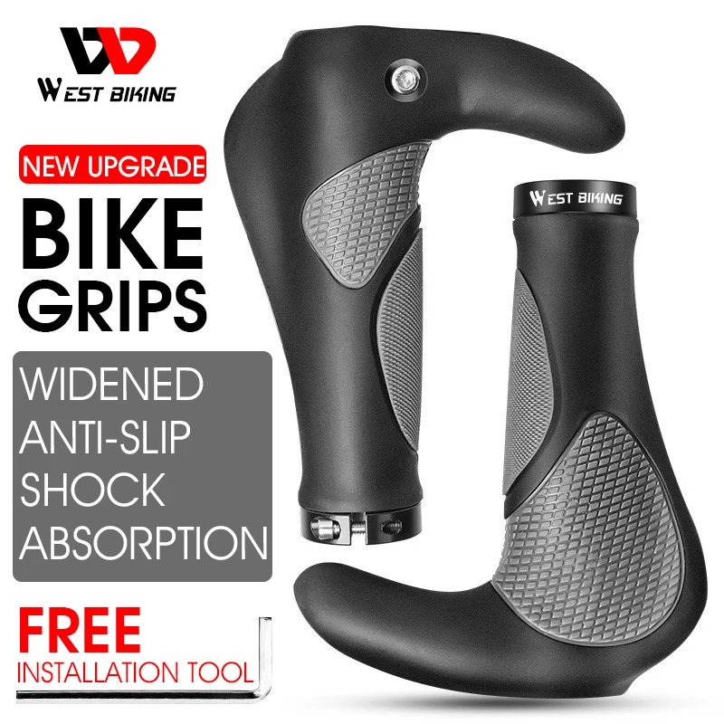 

WEST BIKING Bicycle Handlebar Grips Ergonomic Handle End Grips Comfort Lock-on Handle Cover for Mountain Bike BMX MTB Cycling