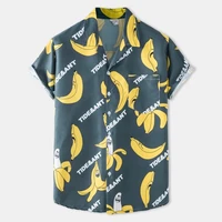 new hawaiian shirt mens summer banana print loose cool baggy casual shirts fashion short sleeve printed shirts for men