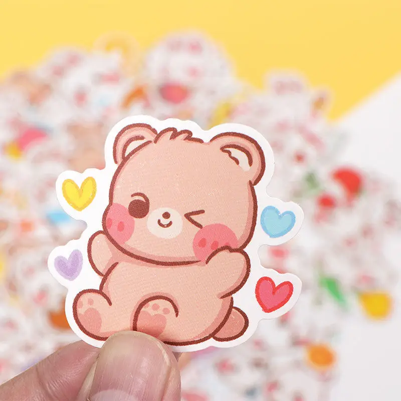 

100 шт., водонепроницаемые наклейки в виде кроликов и медведей