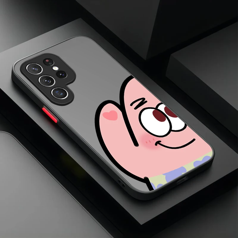 Чехол SpongeBobs Pinch Butt для Samsung Galaxy S24 S23 S22 Ultra S21 S20 FE S10 Plus A15 A25 A35 A55 5G Note 20 10 Matte PC Cover