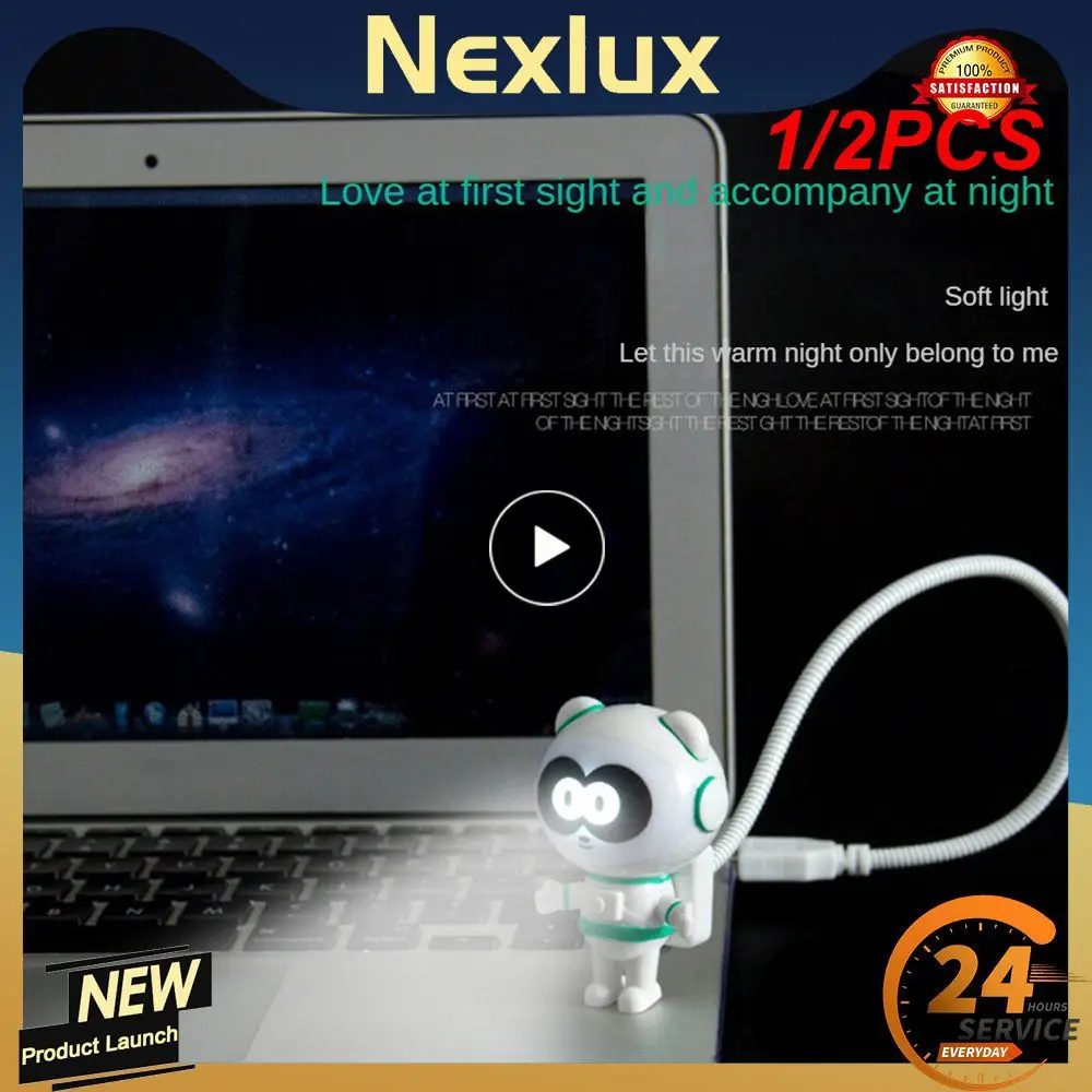 

1/2PCS Astronaut Night Light LED Reading Lamp USB Flexible LED Desk Lamp Spaceship Light Cartoon Panda Lamp For Computer Laptop