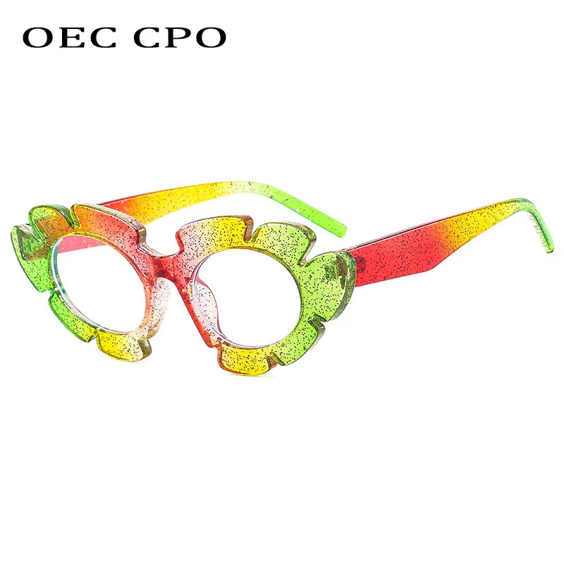 

Fashion Shiny Cat Eye Glasses Frame Women Personality Clear Lens Flower Optical Eyeglasses Frame Eyewear Can Wear Myopia Glasses