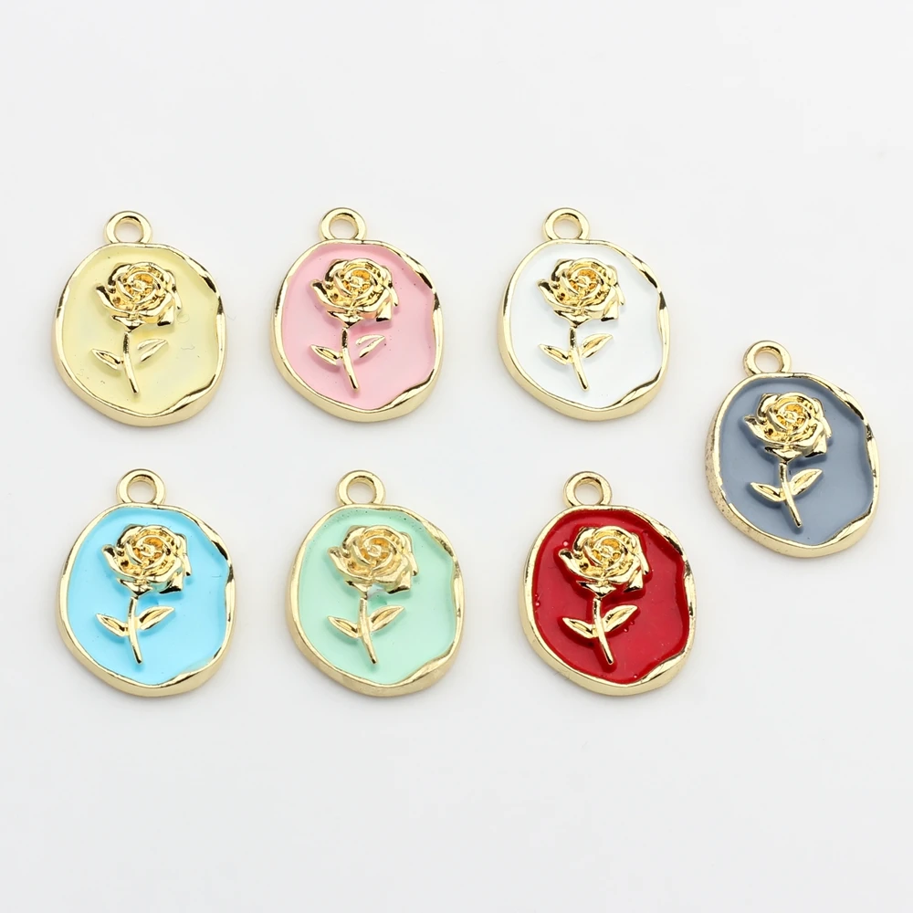 Подвеска из цинкового сплава в виде Розы эмалированные Подвески монет 10 шт./лот