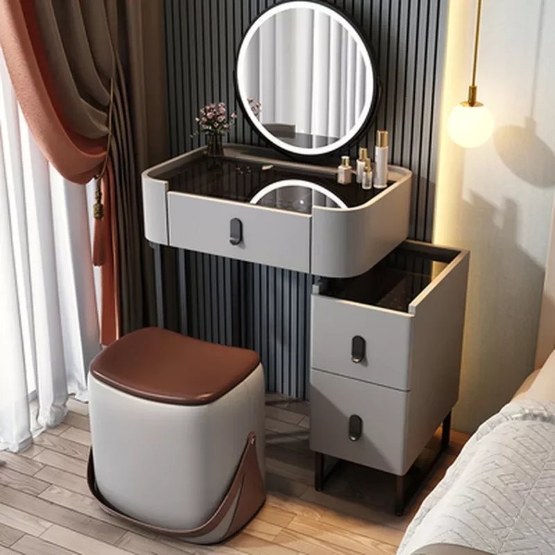 

Dresser Drawers Modern Dressing Table Makeup Vanity Table with Mirror Set Master Bedroom Storage Cabinet Home Furniture for Gift