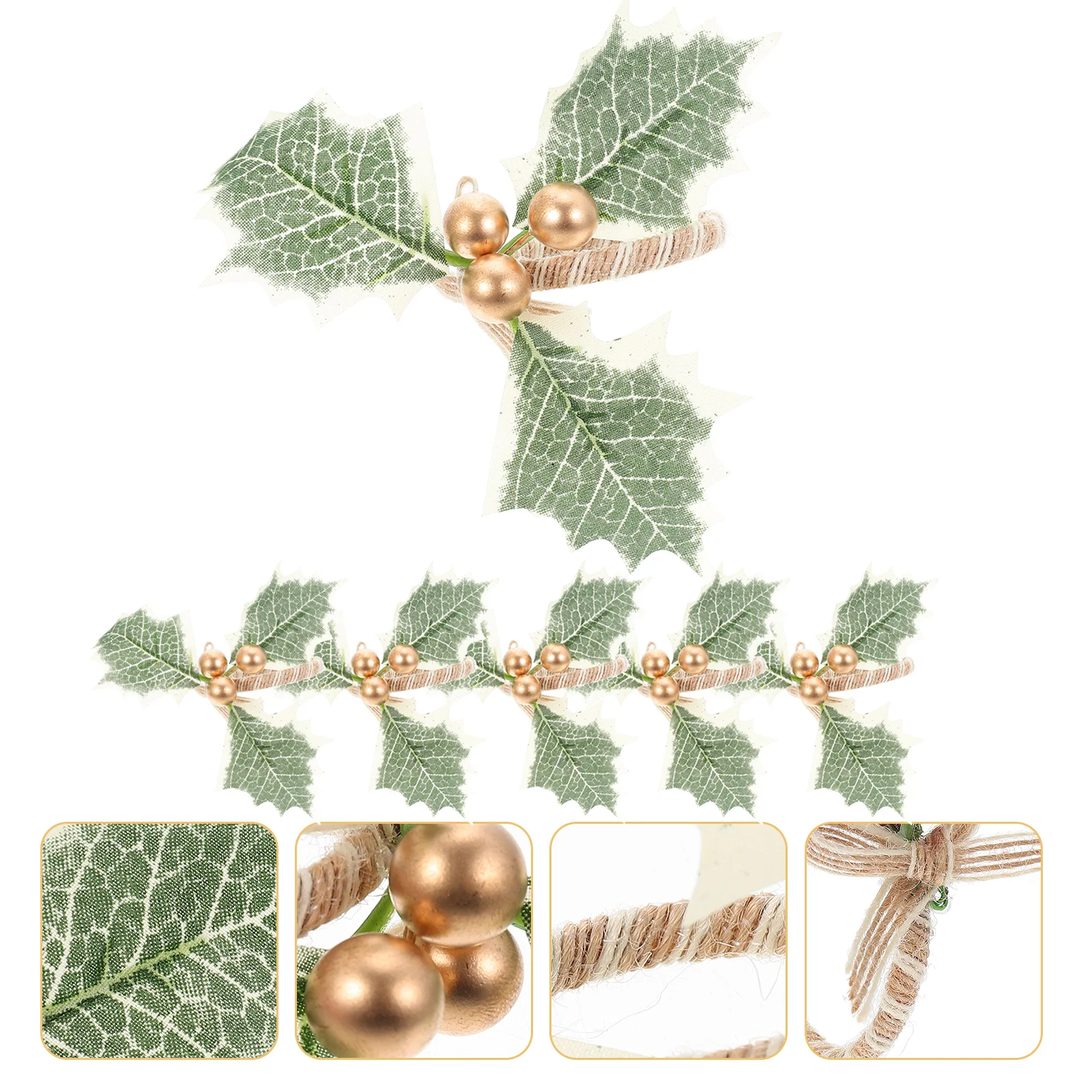 

Christmas Napkin Rings Simulated Green Leaves Berry Napkin Buckles Holder Xmas Party Table Decoration Navidad