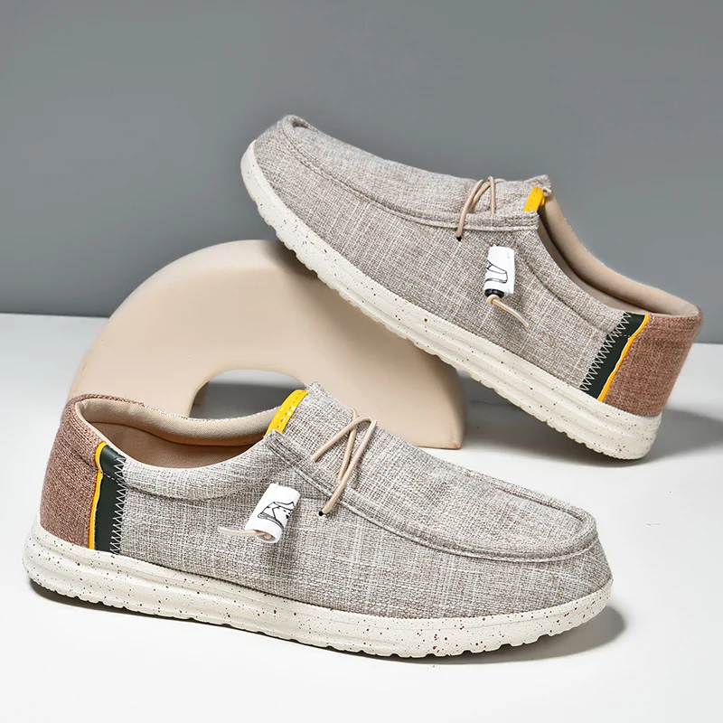 Мужские Повседневные Лоферы Дышащие Парусиновые Слипоны Обувь Для Вождения На