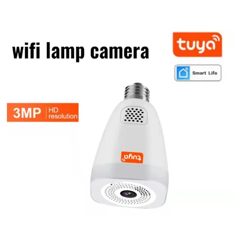 

Tuya Home Wireless WiFi Monitoring Lamp Camera Panoramic HD Bulb Camera 3MP Full Color Infrared Night Vision Two Way Intercom