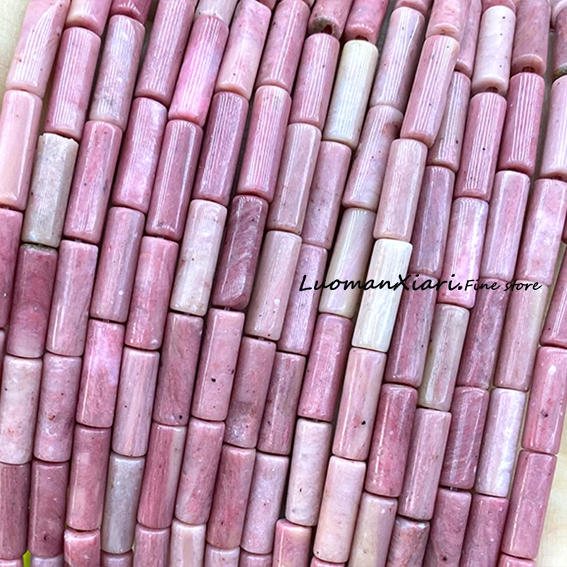 Цилиндровый натуральный камень 4x13 мм AA красный родохрозит свободные круглые