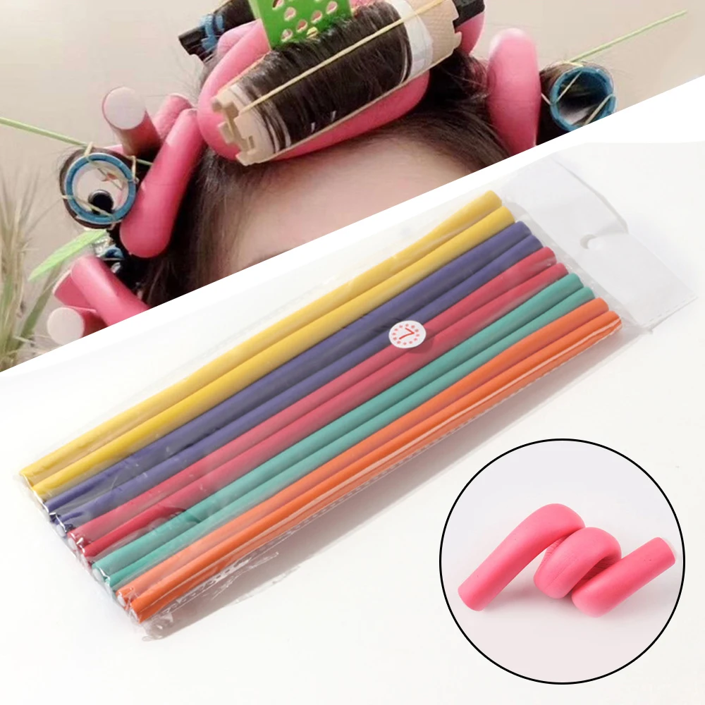 

Heatless Hair Curlers 10PCS Soft Rubber Hair Roller DIY Hair Curling Tools Home Salon Perfect Gift Lightweig Curling Tool for