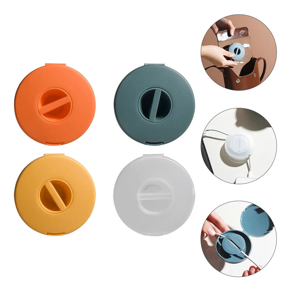 

4 Pcs Data Cable Storage Box Earphone Cord Winder Headphone Wire Charging Cables Desktop Management Case