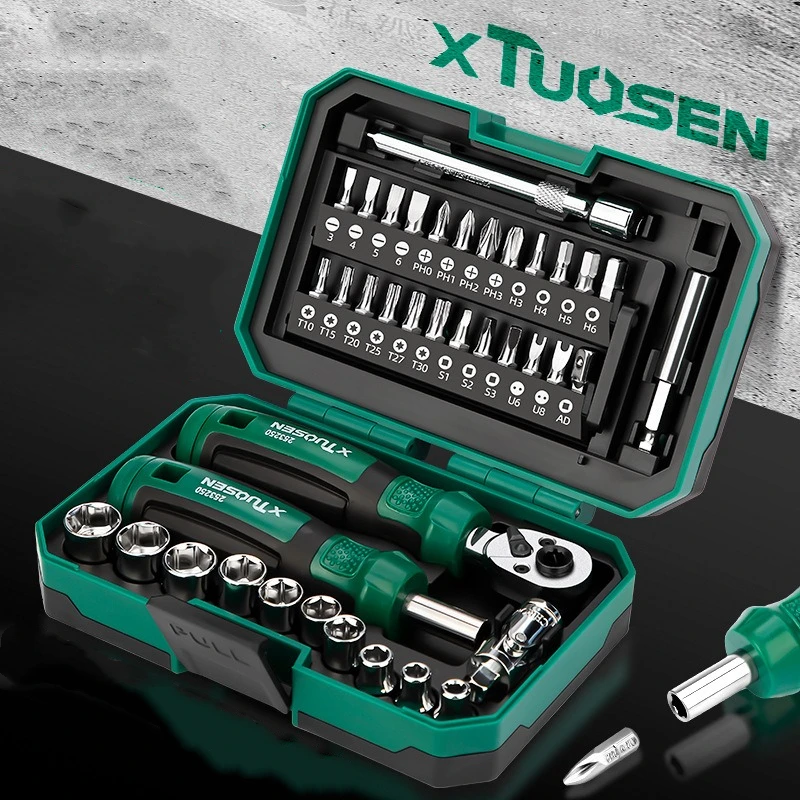 

TUOSEN 40-компонентный гаечный ключ и отвертка с храповым механизмом, комплексный набор, устойчивый к износу, высокая твердость, прочный