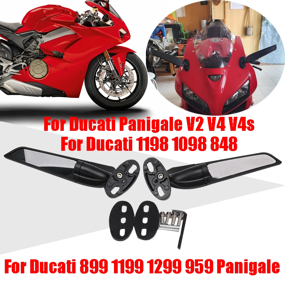 

For Ducati 899 1199 1299 959 Panigale V2 V4 V4s 1198 1098 848 Accessories Mirrors Wind Wing Adjustable Rotating Rearview Mirror