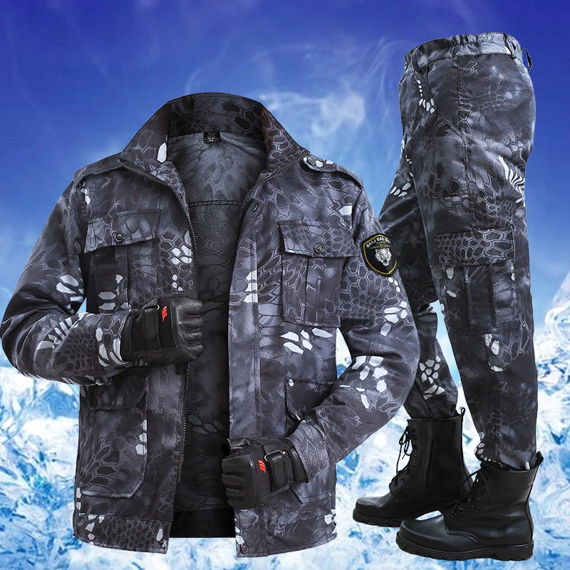 Men's Camouflage Tactical Suit Python Pattern Army Uniform Male Hunting Shirts Pants Paintball Sets Men Breathable Cargo Suits images - 6