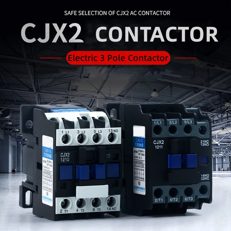 CJX2-1201 12A 3 P + NC Магнитный Ac Электрический полюсный контактор для блока фазы 380V 220V 110V
