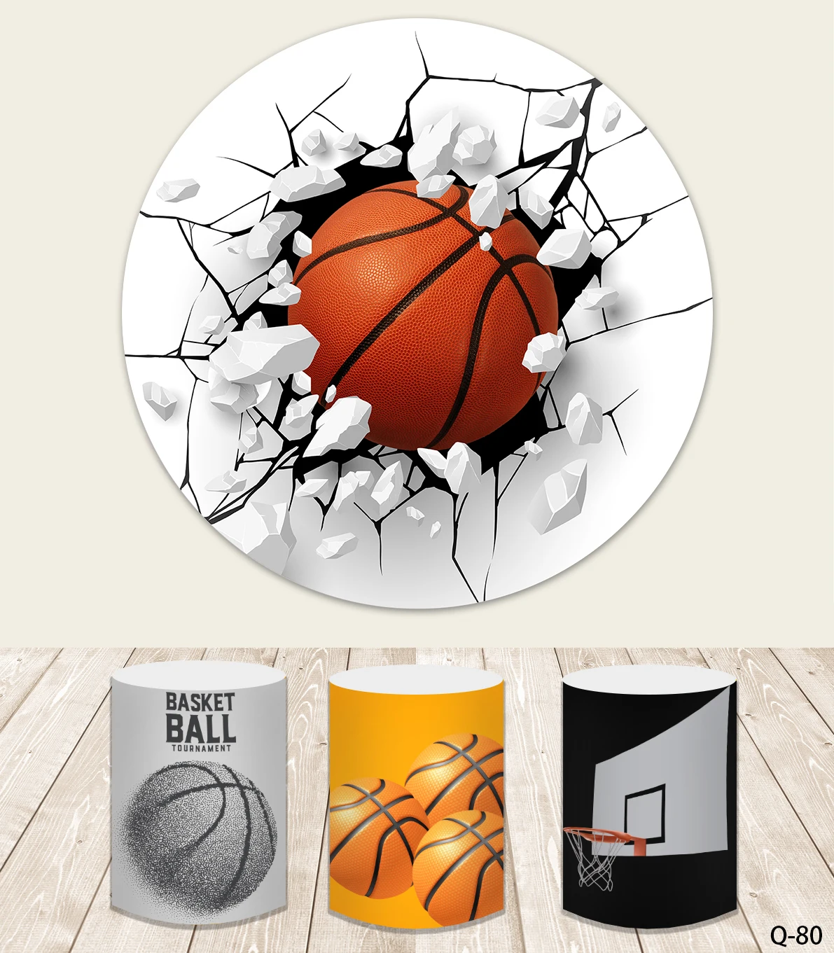 

Boy Birthday Party Decoration Round Circle Backdrops Custom Sports Basketball Photo Background Cake Table Banner