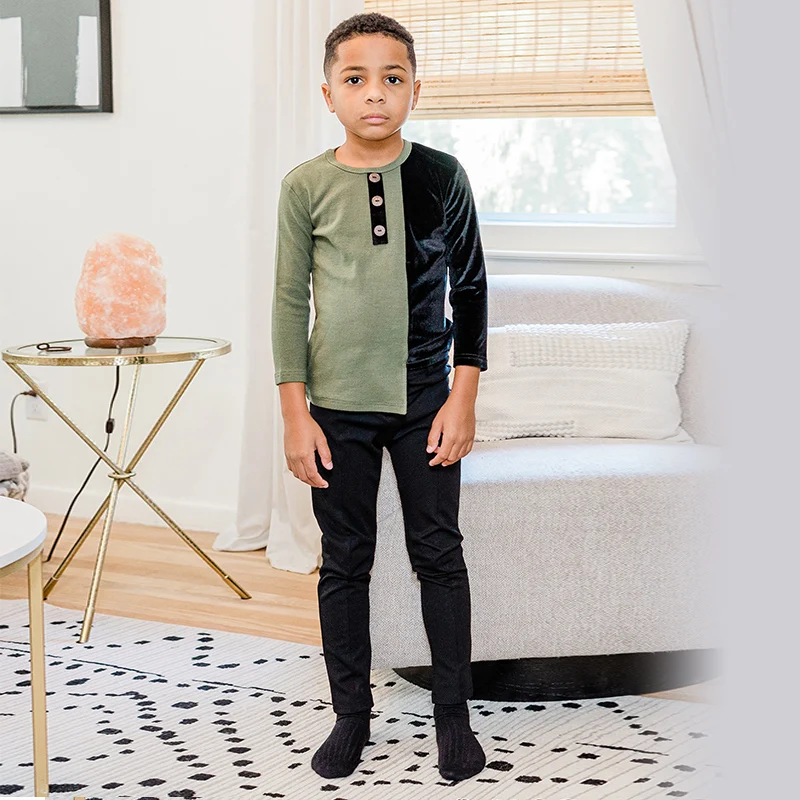 Рубашка в рубчик для мальчиков Топ с длинным рукавом Детская футболка открытым