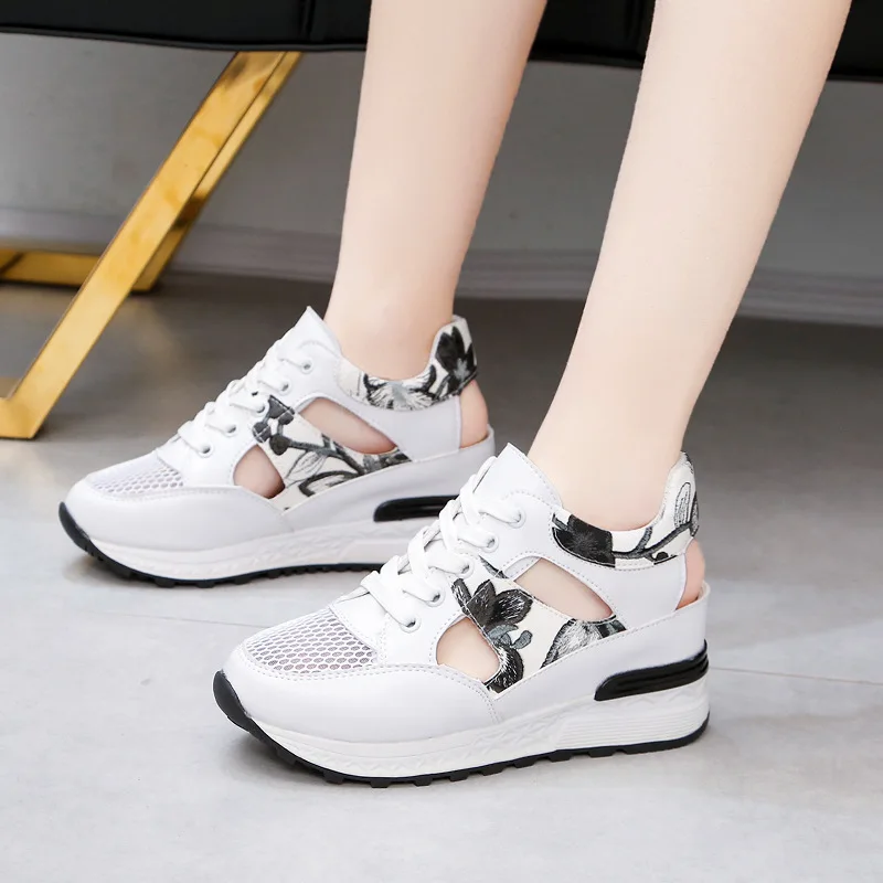 

Wedges Sandals Mesh Sport Shoes 2022 Summer New High Heels Women Shoes Spring Fashion Breathable Walking Casual Shoes Zapatos