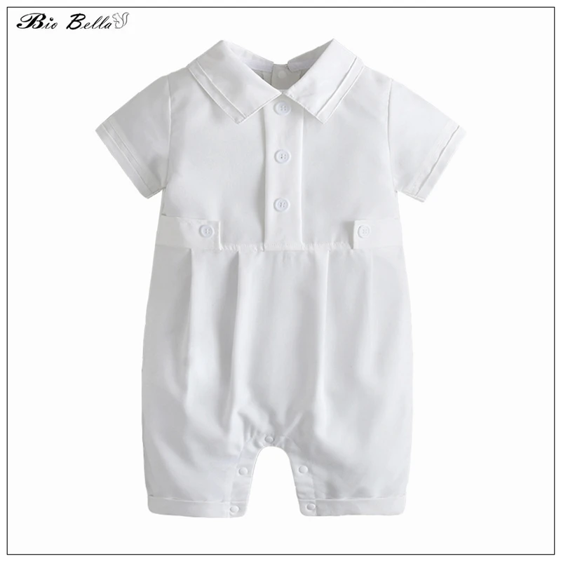 

Newborn Baby Spring Romper First Baptism Birthday 3-24 Month Infant Boy Jumpsuit Cap+Overalls Toddler Summer Clothing Tops 2023