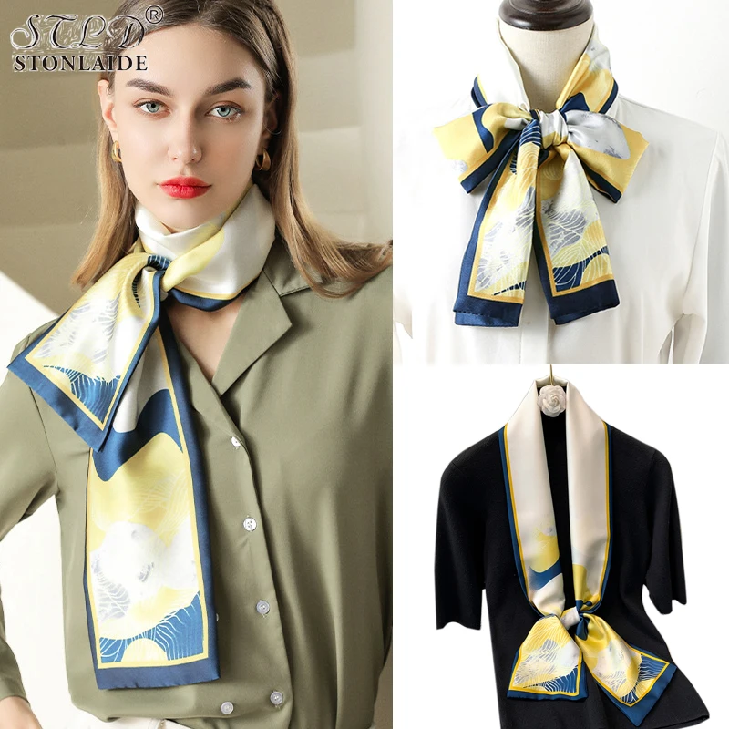 

Шарф женский демисезонный длинный шелковый с принтом маслом