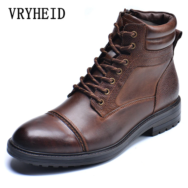Boots Genuine Leather Autumn Winter High Top Shoes Business 