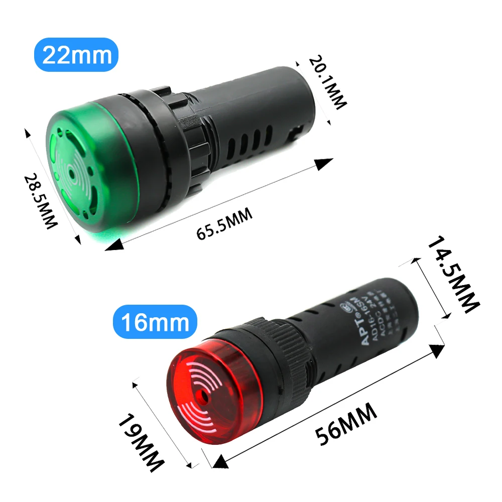 

Зуммер, динамик, предупреждающее устройство, свет с мигающим светодиодом, водонепроницаемый, 22 мм, 12 В, 24 В, металлический зуммер, 16 мм, 19 мм, диаметр панели AD16-22SM